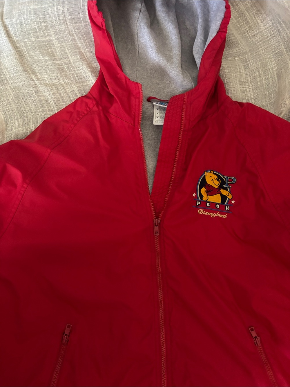 Vintage 1990s Disney Hooded Winnie the Pooh Red Raincoat